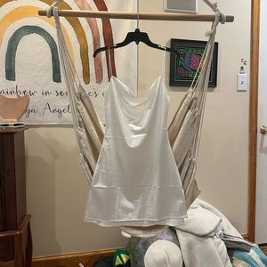 White satin cocktail dress from Zaful, size XL